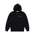CDG Hoodie Zip Up Single Heart – Black