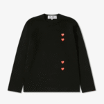 CDG Play Multi Red Heart Long Sleeve T-Shirt Black