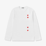 CDG Play Multi Red Heart Long Sleeve T-Shirt White