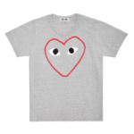 CDG Play T-shirt Red and White Outline Heart