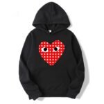 Comme Des Garcons White Dotted Heart Hoodie