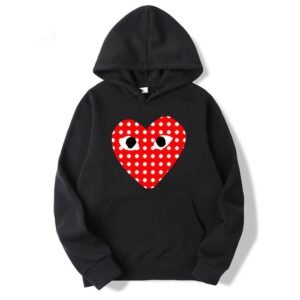 Comme Des Garcons White Dotted Heart Hoodie